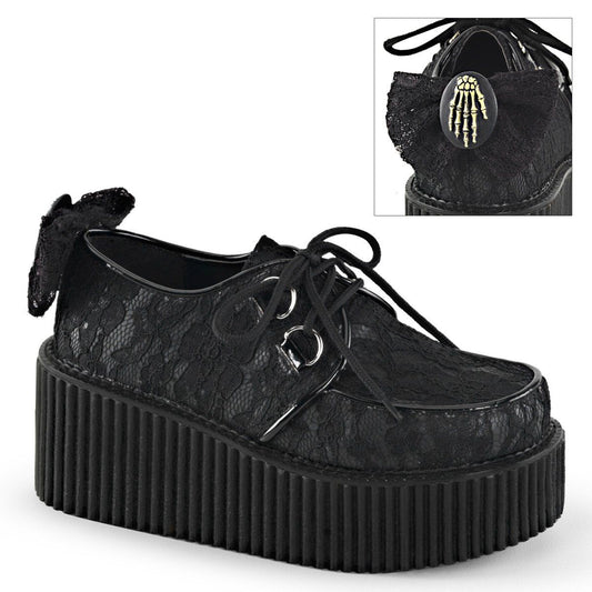 CREEPER-212 Black Vegan Leather-Lace Creeper Demonia