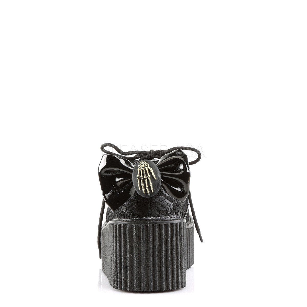 CREEPER-212 Black Vegan Leather-Lace Creeper Demonia