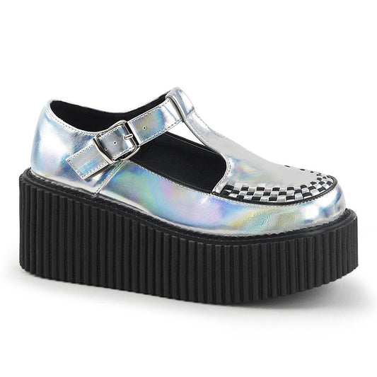 CREEPER-214 Silver Hologram-Black Vegan Creeper Demonia