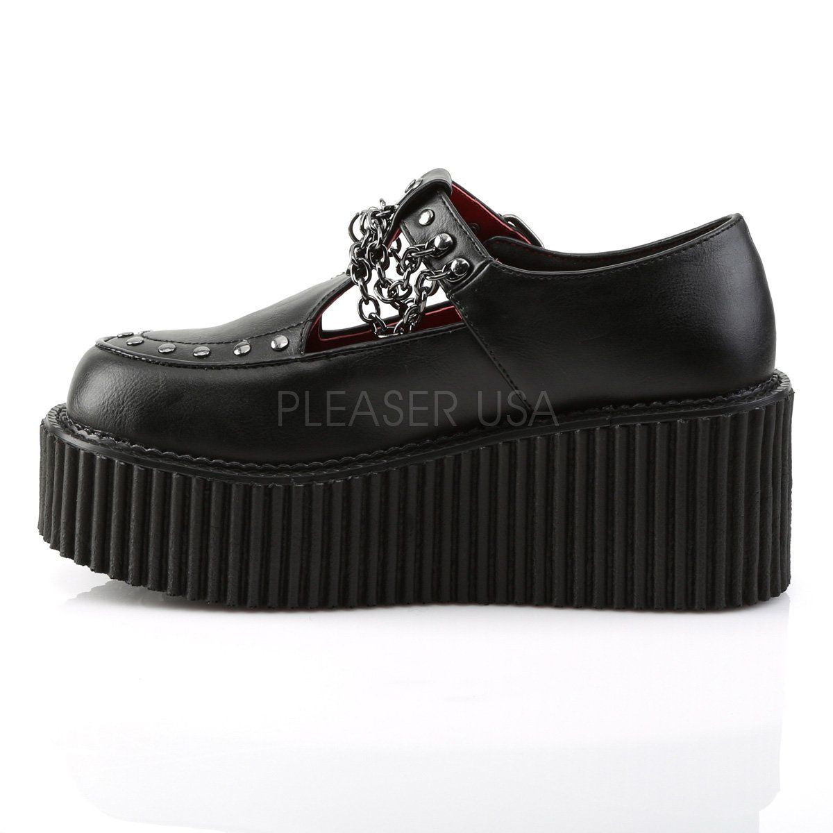 CREEPER-215 Black Vegan Leather Creeper Demonia
