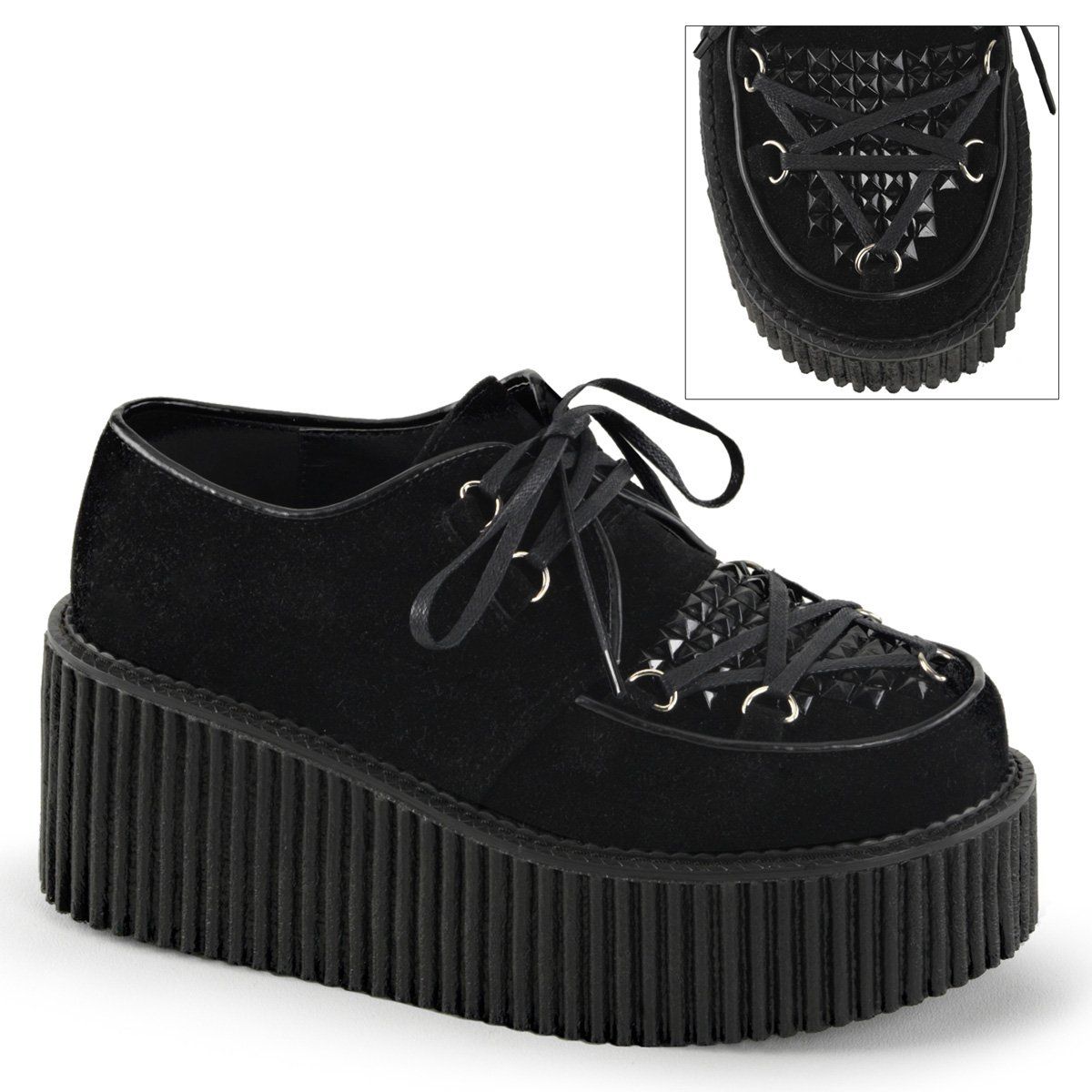 CREEPER-216 Black Vegan Suede Creeper Demonia