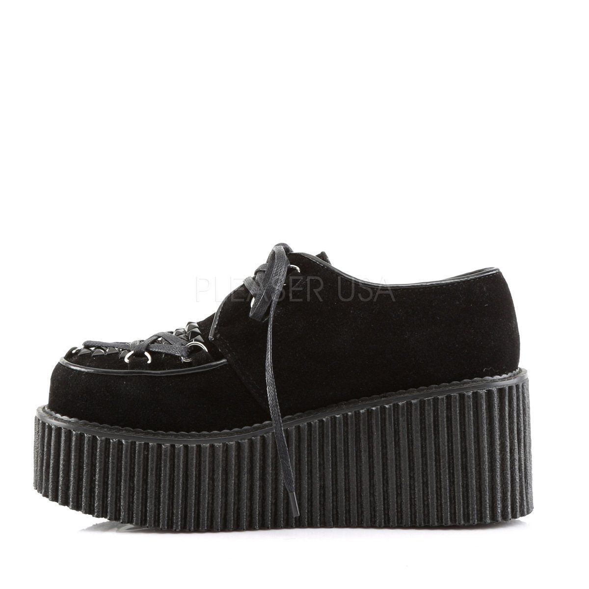 CREEPER-216 Black Vegan Suede Creeper Demonia