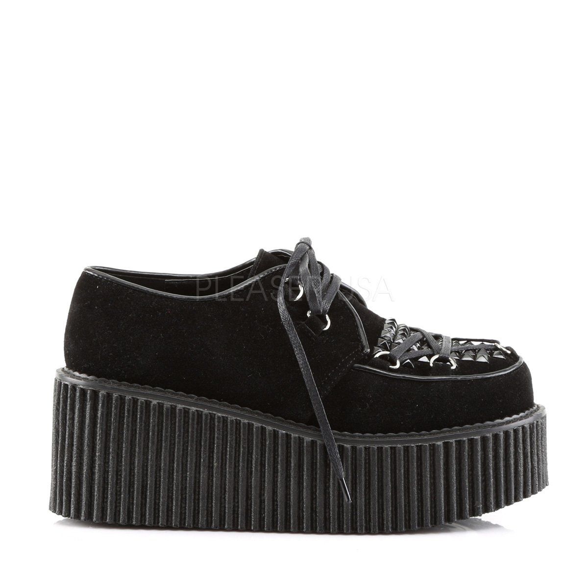 CREEPER-216 Black Vegan Suede Creeper Demonia