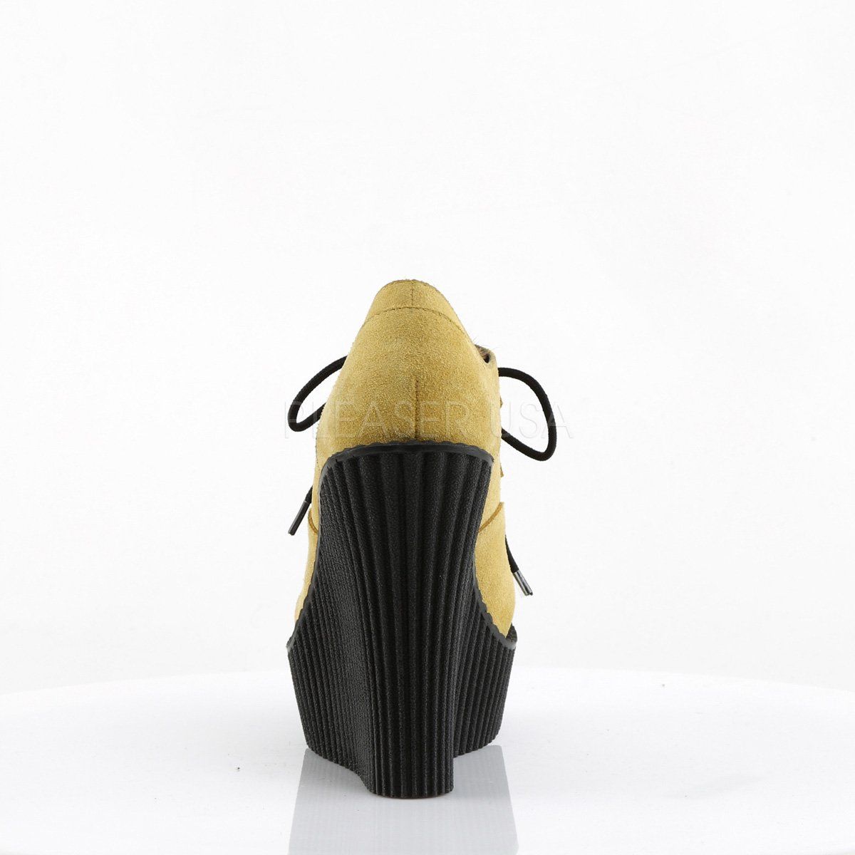 CREEPER-304 Mustard Suede-Leatheropard Print Creeper Demonia