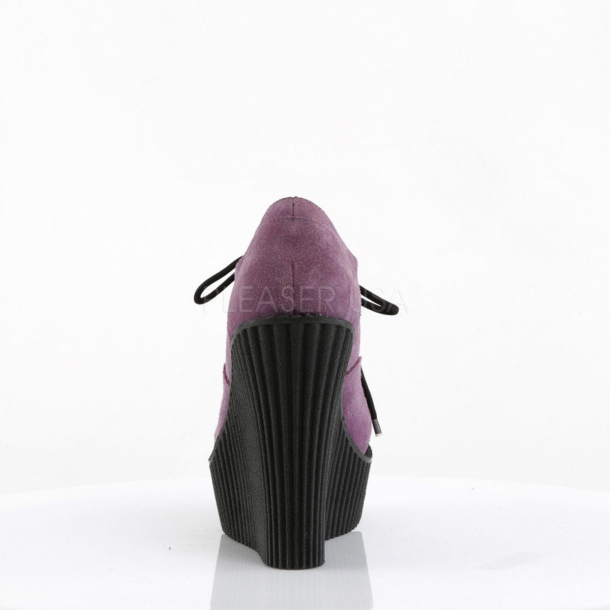 CREEPER-304 Purple Suede-Leatheropard Print Creeper Demonia