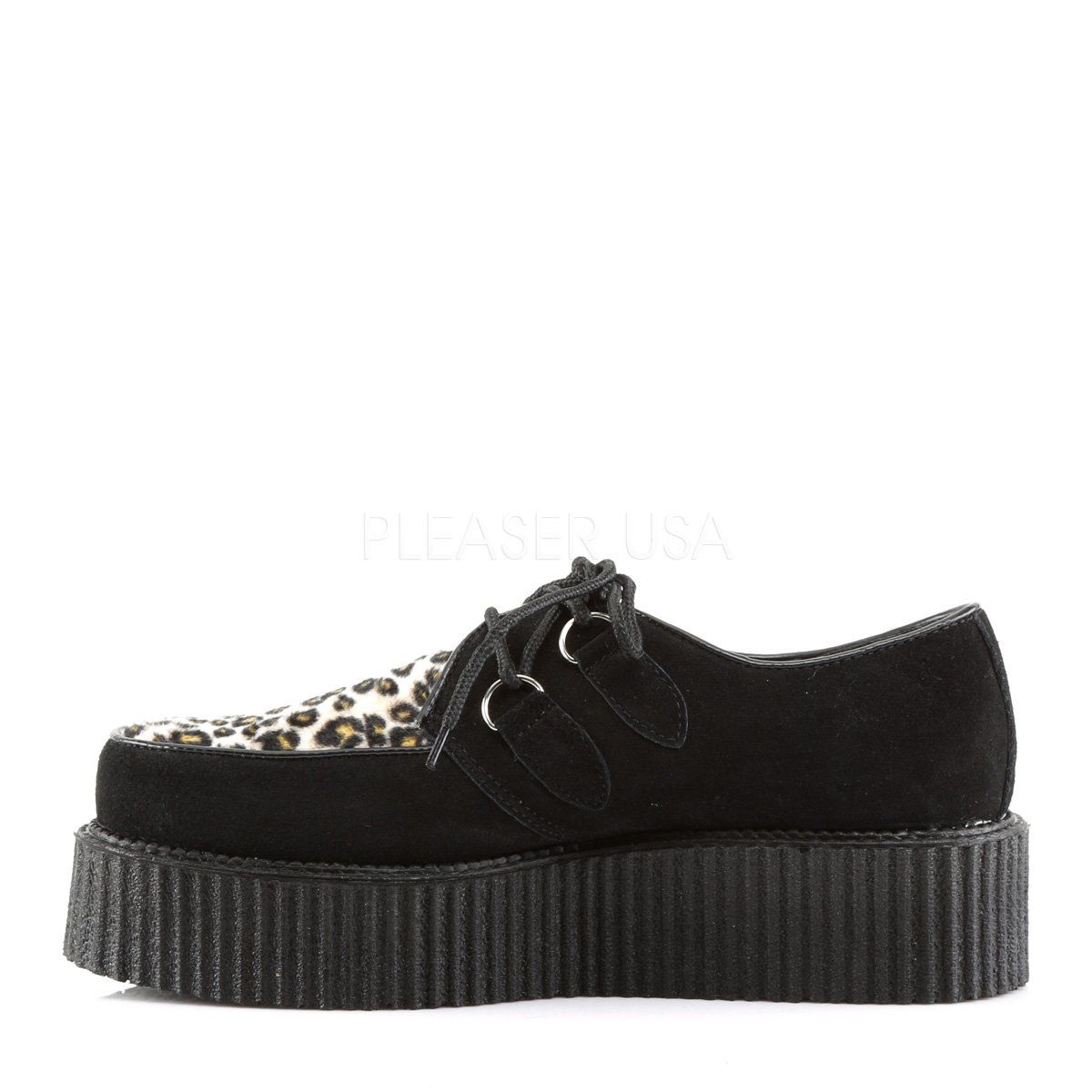 CREEPER-400 Black Suede-Cheetah Fur Creeper Demonia