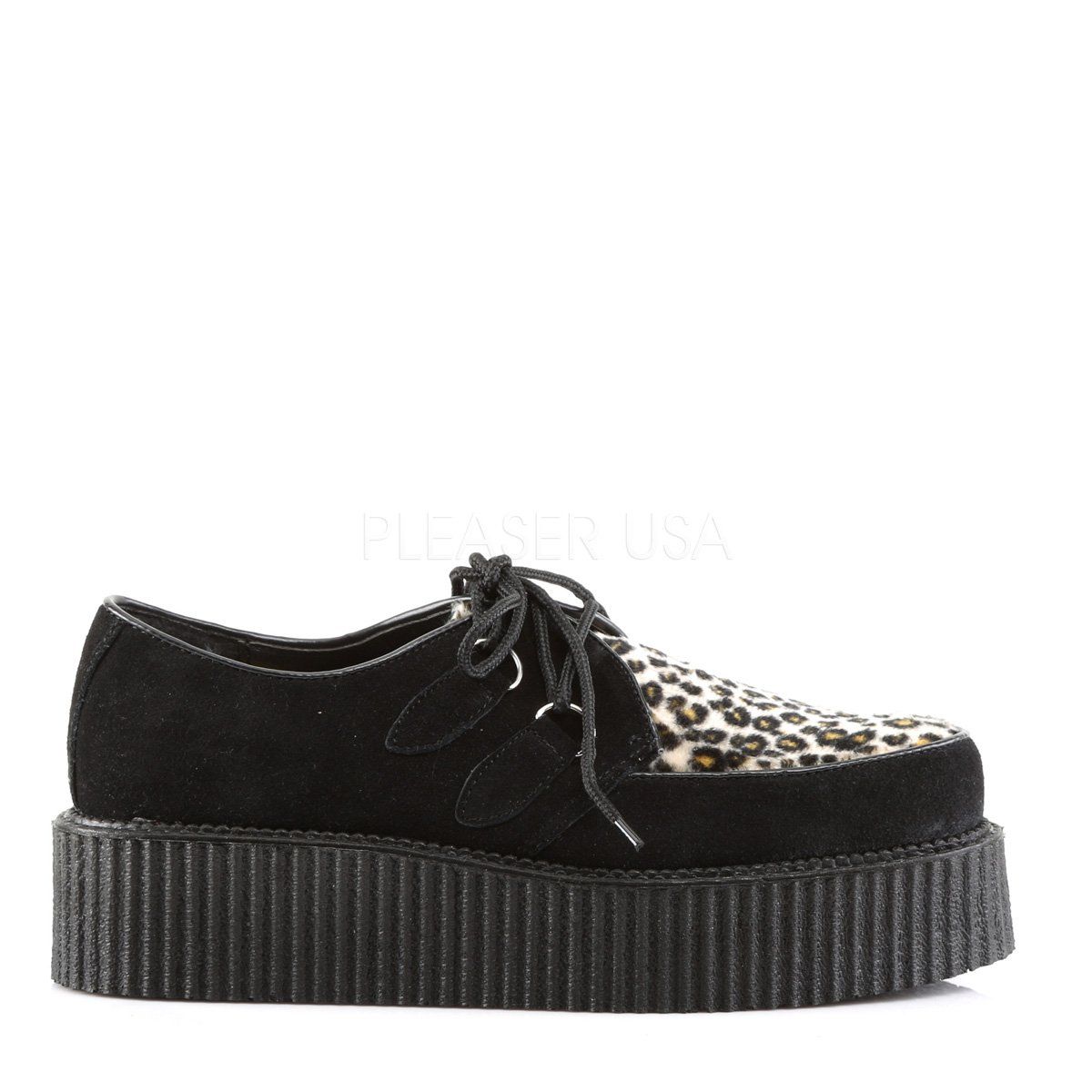 CREEPER-400 Black Suede-Cheetah Fur Creeper Demonia