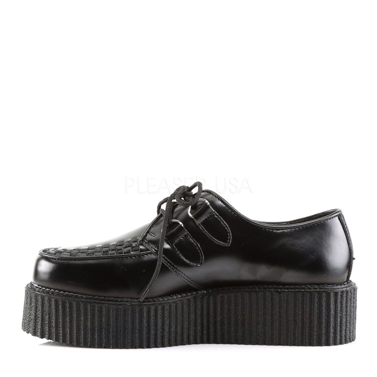 CREEPER-402 Black Leather Creeper Demonia