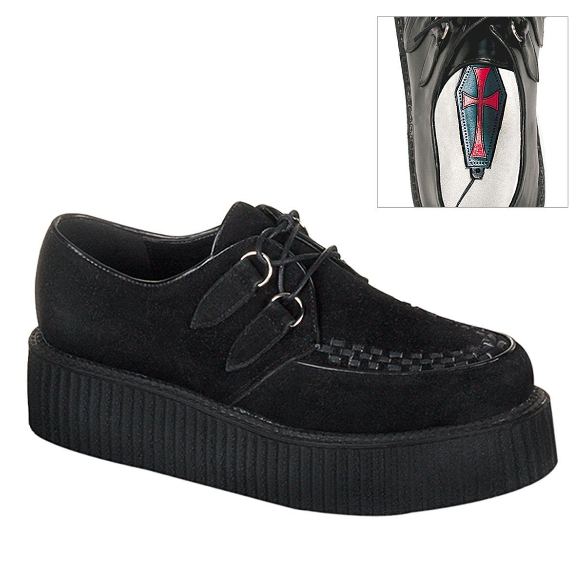 CREEPER-402S Black Suede Creeper Demonia