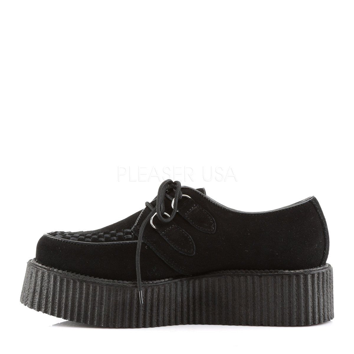 CREEPER-402S Black Suede Creeper Demonia