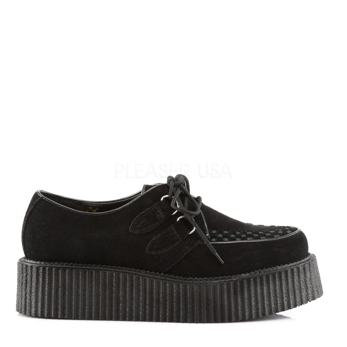 CREEPER-402S Black Suede Creeper Demonia
