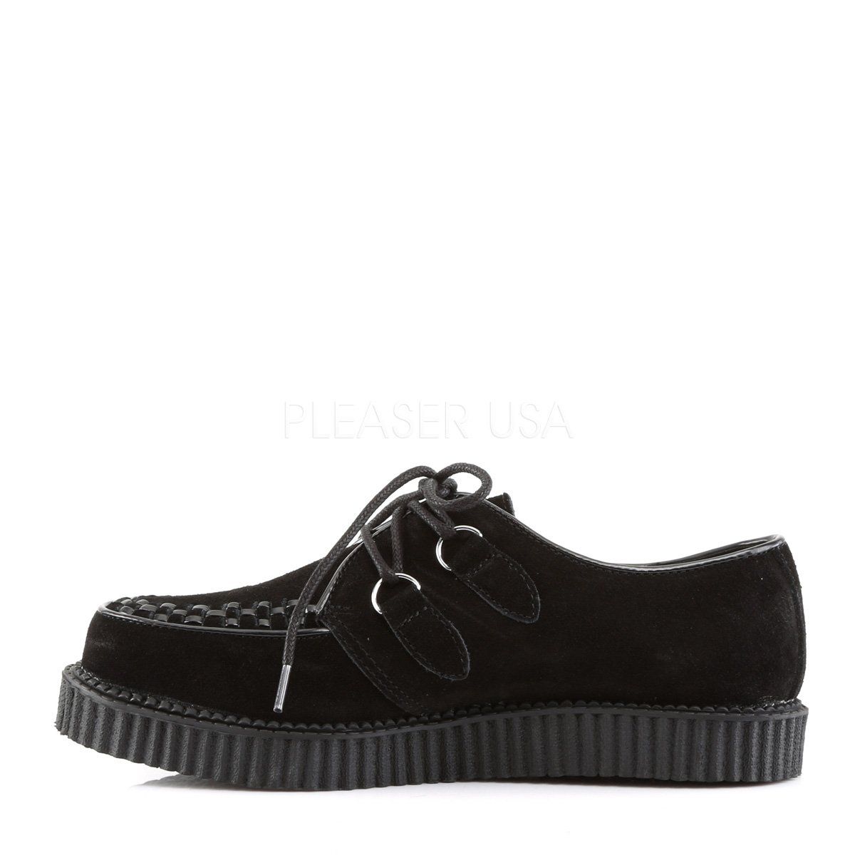 CREEPER-602S Black Suede Creeper Demonia