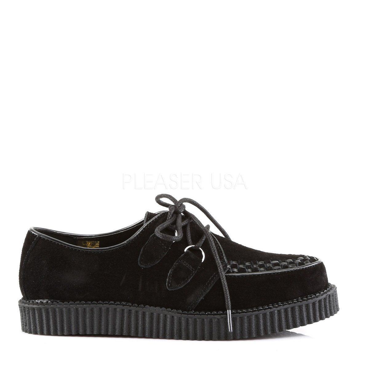 CREEPER-602S Black Suede Creeper Demonia