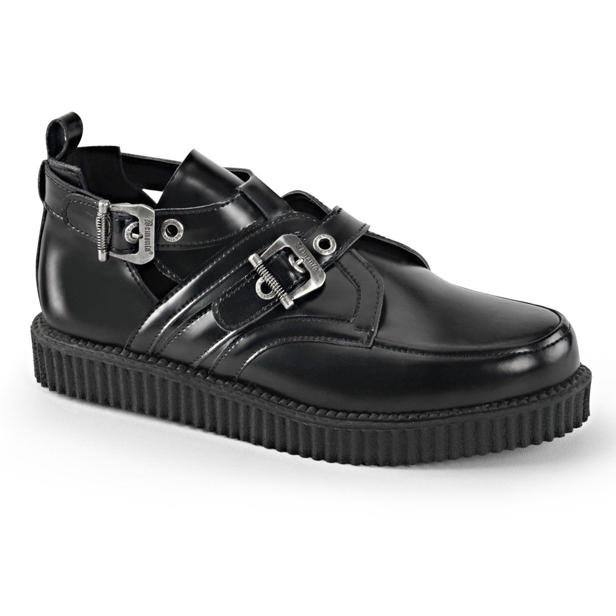 CREEPER-615 Black Leather Creeper Demonia