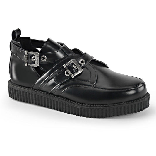 CREEPER-615 Black Leather Creeper Demonia