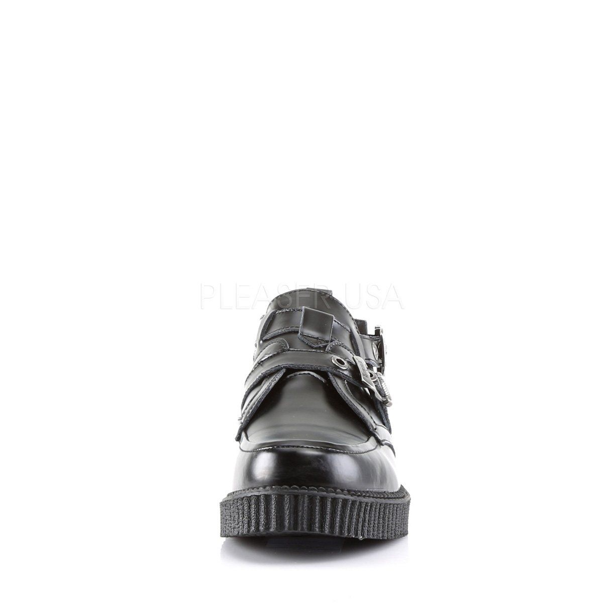 CREEPER-615 Black Leather Creeper Demonia