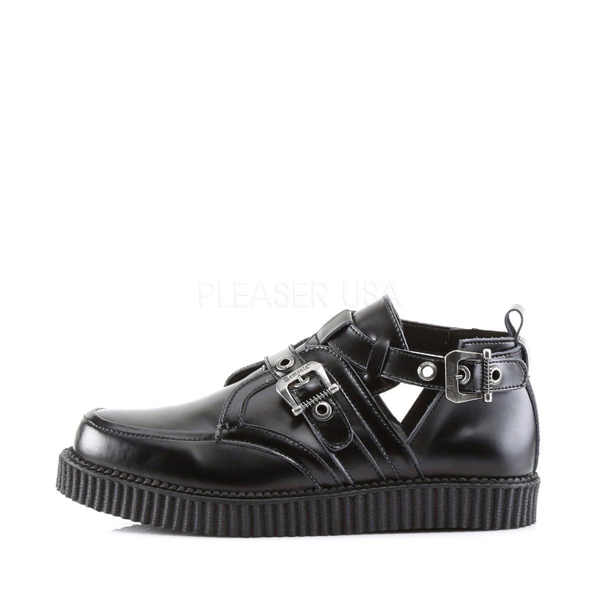 CREEPER-615 Black Leather Creeper Demonia