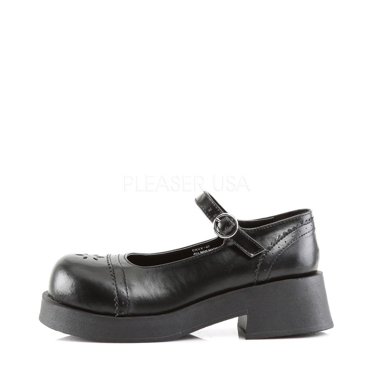 CRUX-07 Black Vegan Leather Mary Janes Demonia