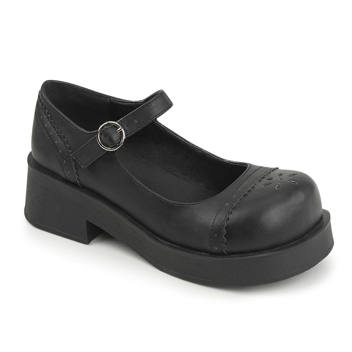 CRUX-07 Black Vegan Leather Mary Janes Demonia