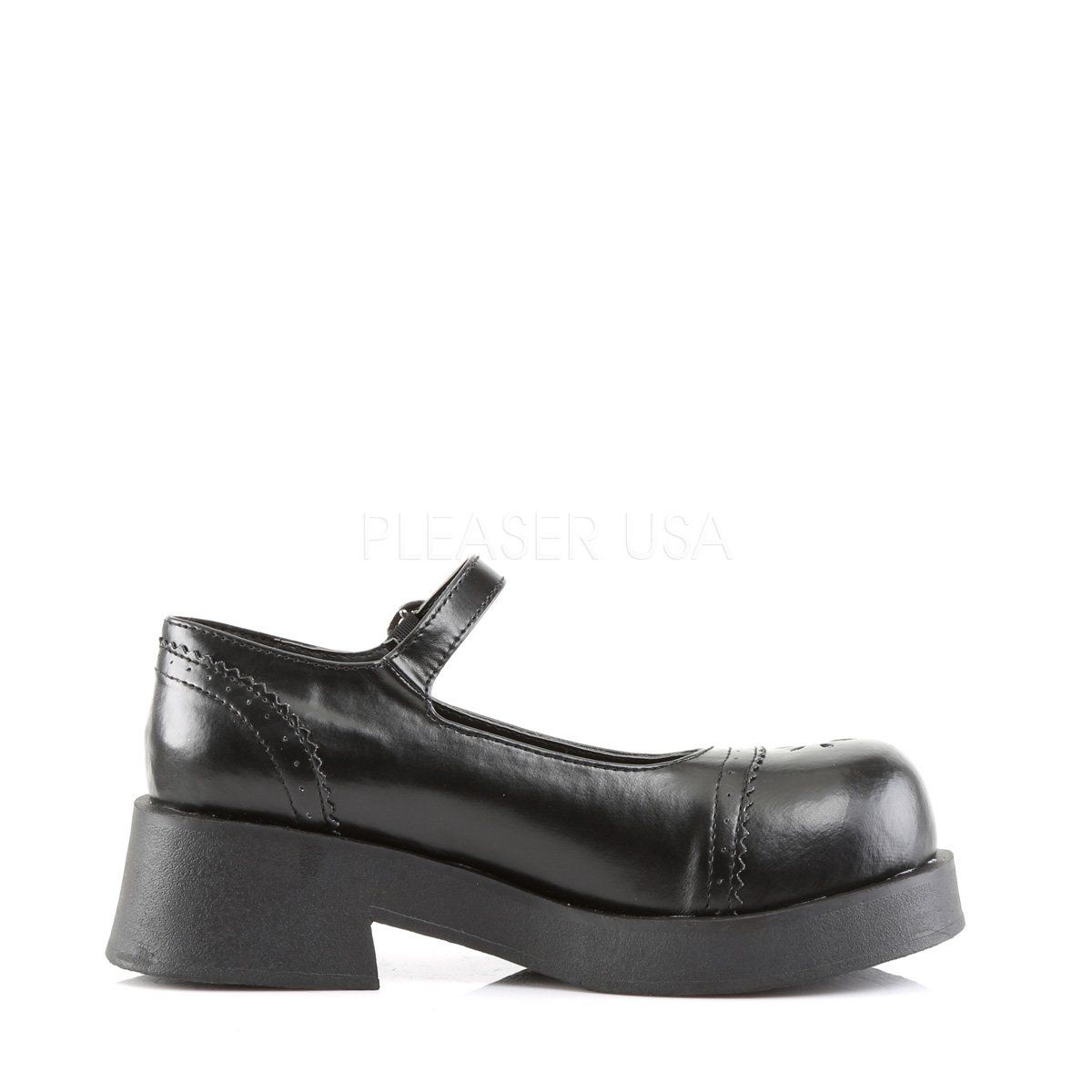 CRUX-07 Black Vegan Leather Mary Janes Demonia