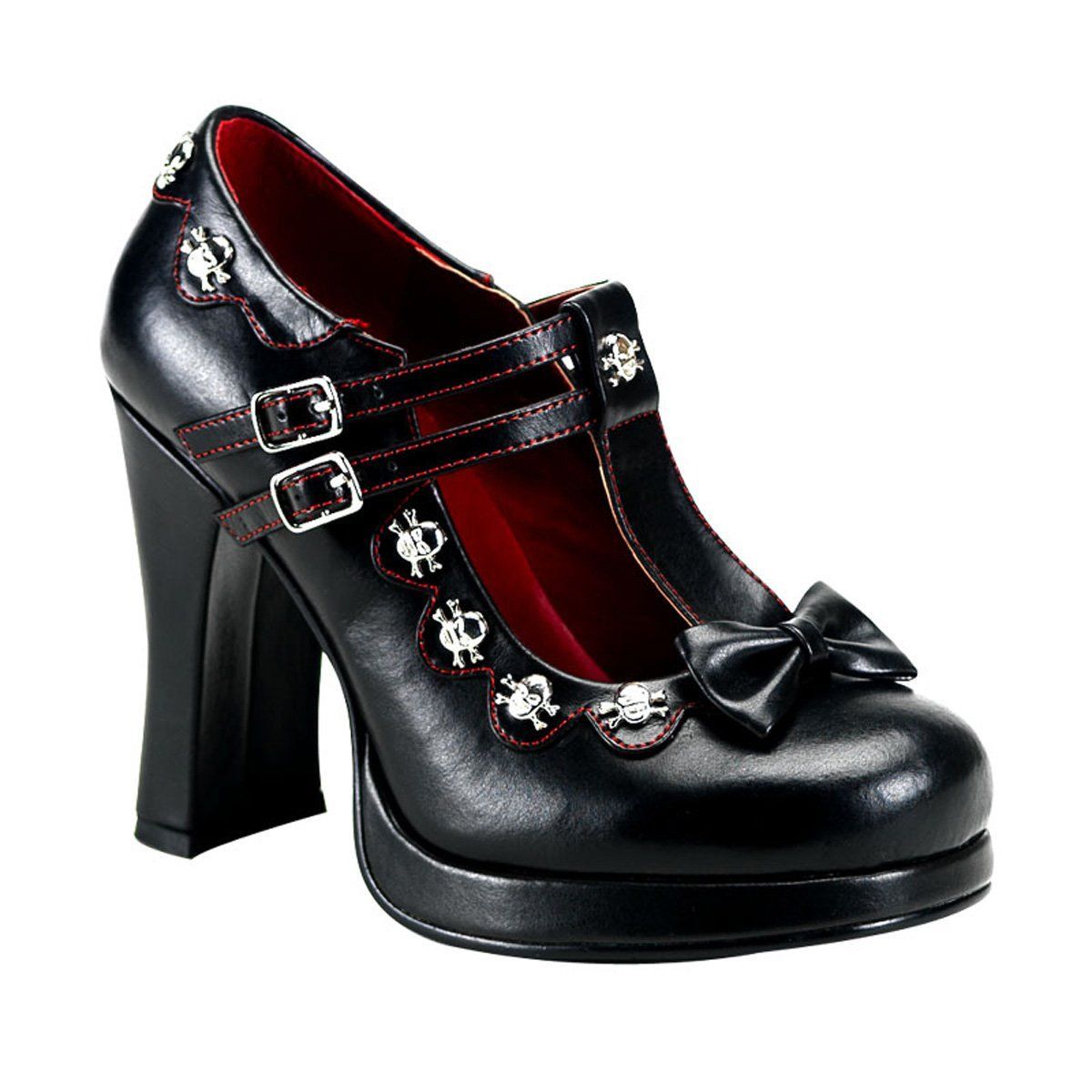 CRYPTO-06 Black Vegan Leather Mary Janes Demonia