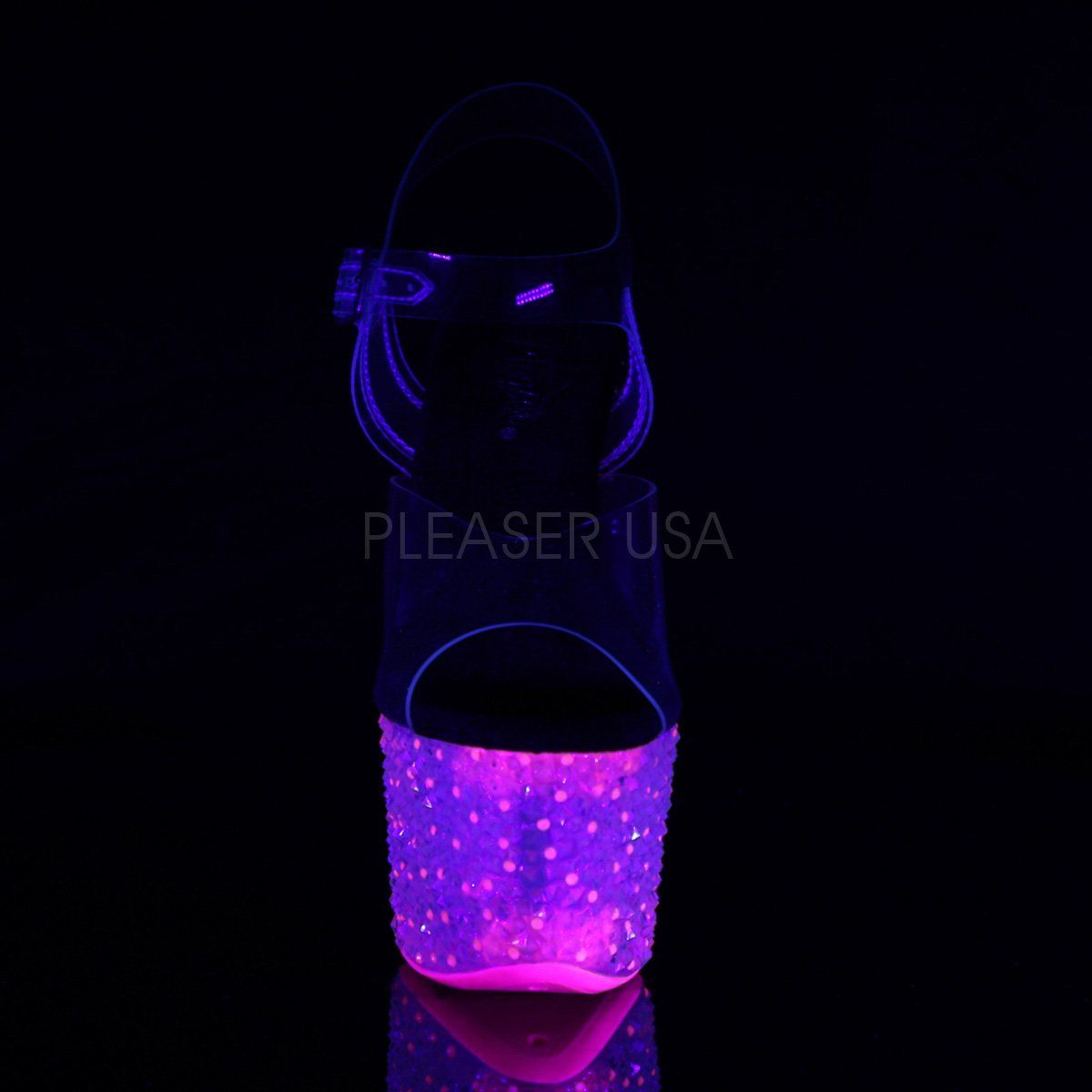 CRYSTALIZE-308PS Clear/Neon Icy Hot Pink Platform Sandal Pleaser