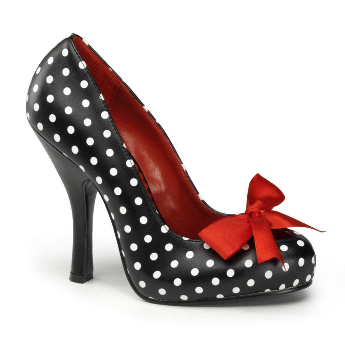 CUTIEPIE-06 Black-White Pu (Polka Dots Print) Pin Up Couture