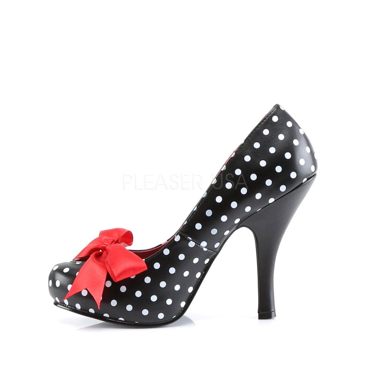CUTIEPIE-06 Black-White Pu (Polka Dots Print) Pin Up Couture