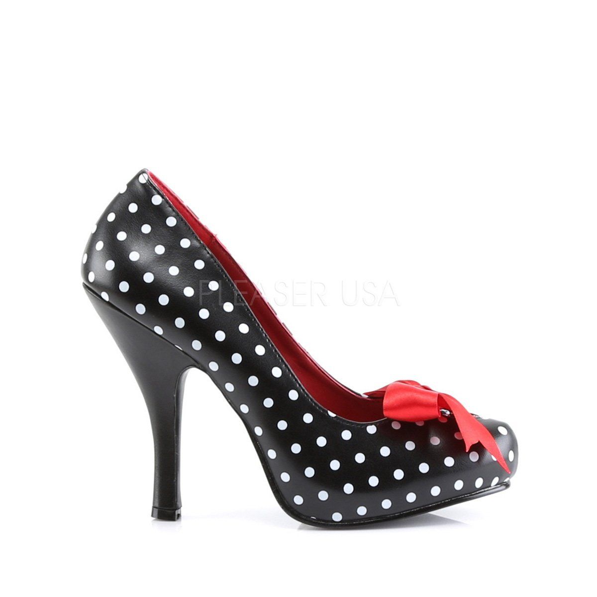 CUTIEPIE-06 Black-White Pu (Polka Dots Print) Pin Up Couture