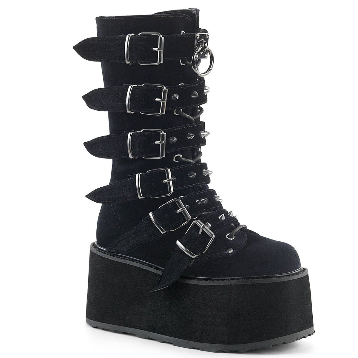 DAMNED-225 Black Velvet Mid-Calf Boot Demonia
