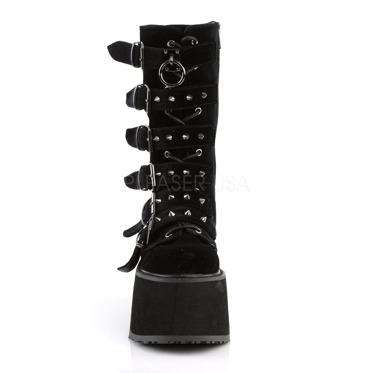 DAMNED-225 Black Velvet Mid-Calf Boot Demonia