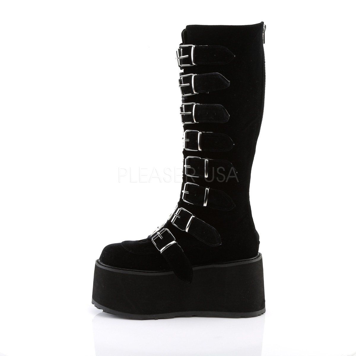 DAMNED-318 Black Velvet Knee Boot Demonia