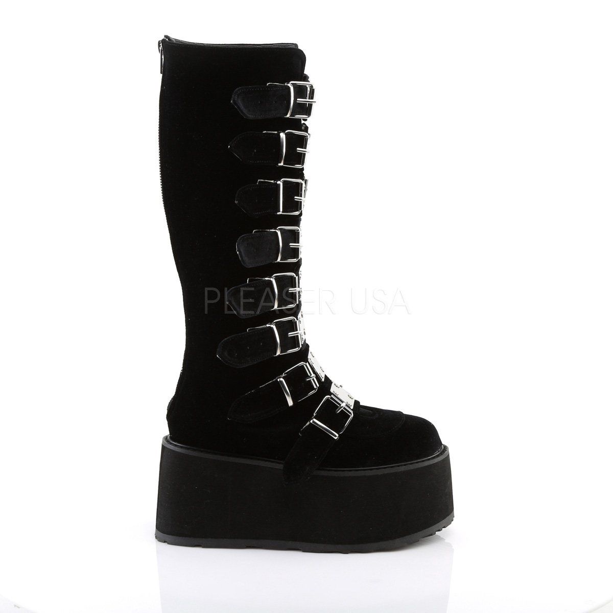 DAMNED-318 Black Velvet Knee Boot Demonia
