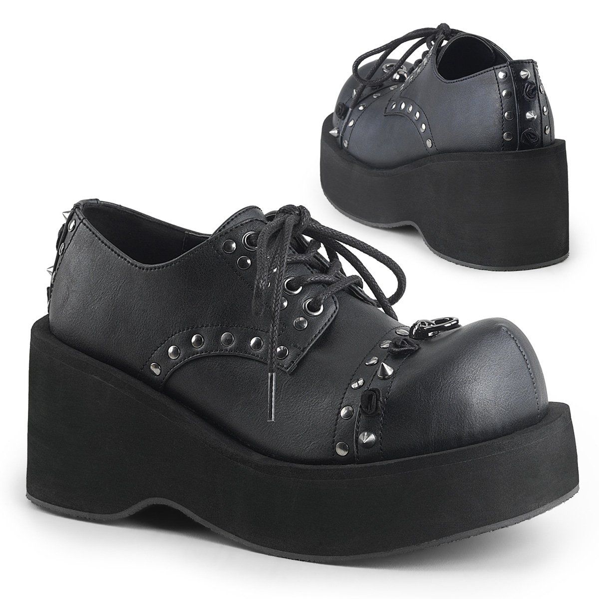 DANK-110 Black Vegan Leather Shoe Demonia