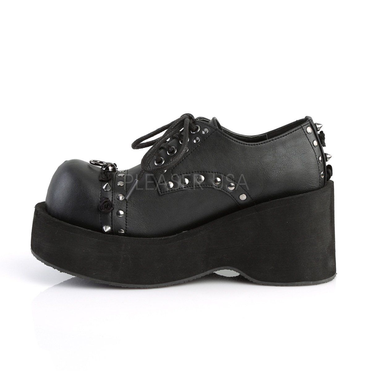 DANK-110 Black Vegan Leather Shoe Demonia