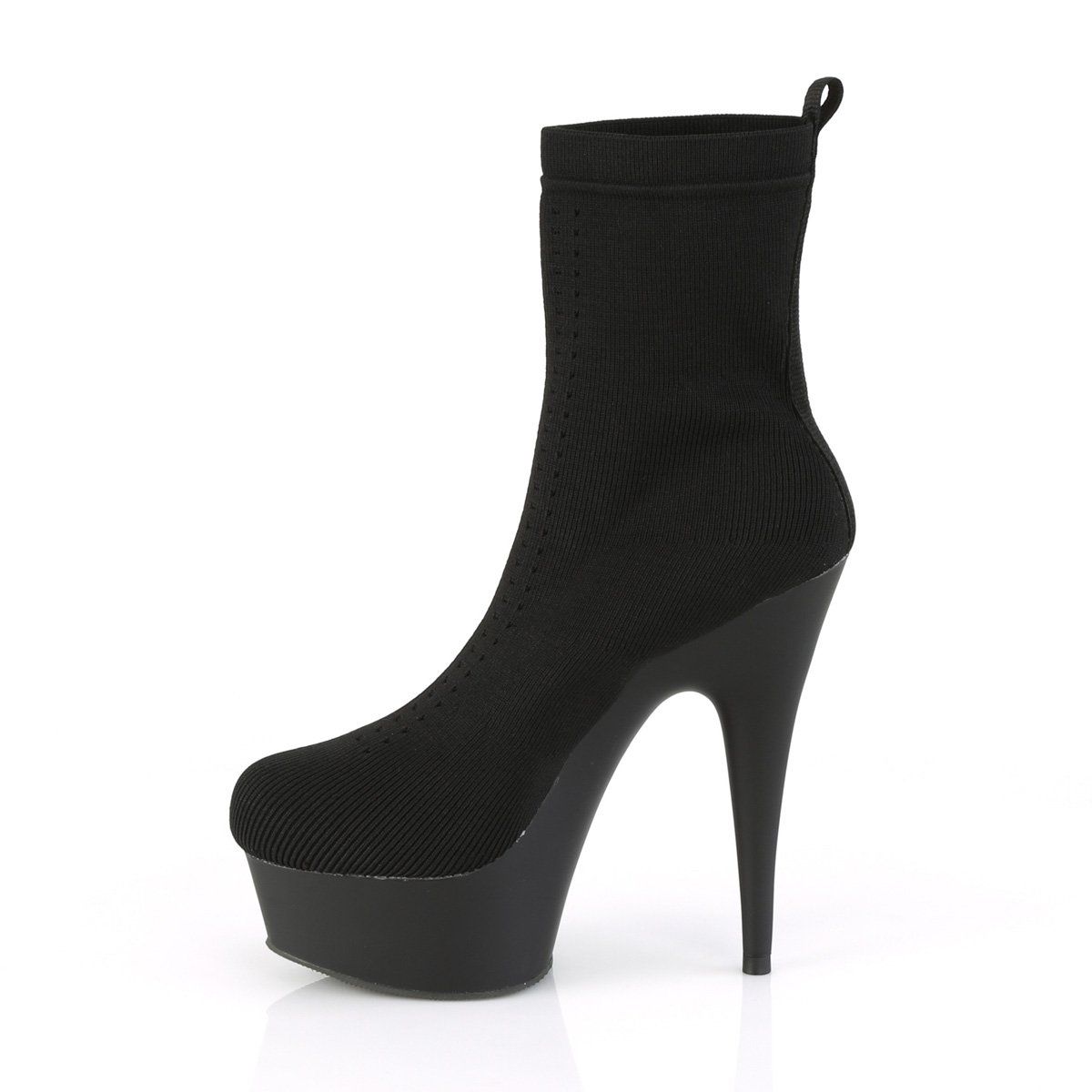 DELIGHT-1002-1 Black Stretch Knit Fabric Ankle Boot Pleaser