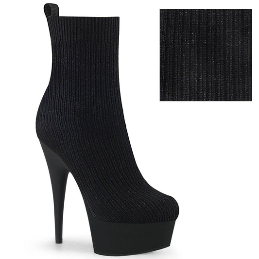 DELIGHT-1002-2 Black Stretch Knit Fabric Ankle Boot Pleaser