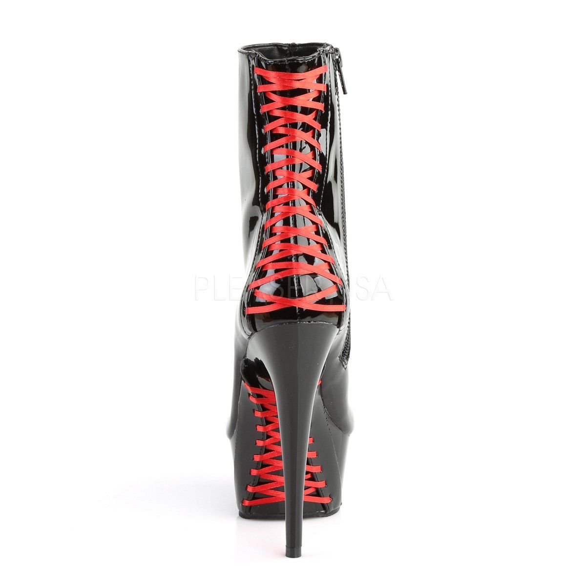 DELIGHT-1010 Black Patent-Red/Black Ankle Boot Pleaser