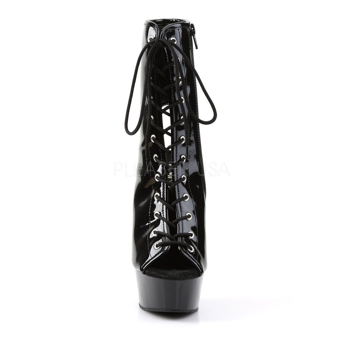 DELIGHT-1016 Black Patent Boot Pleaser