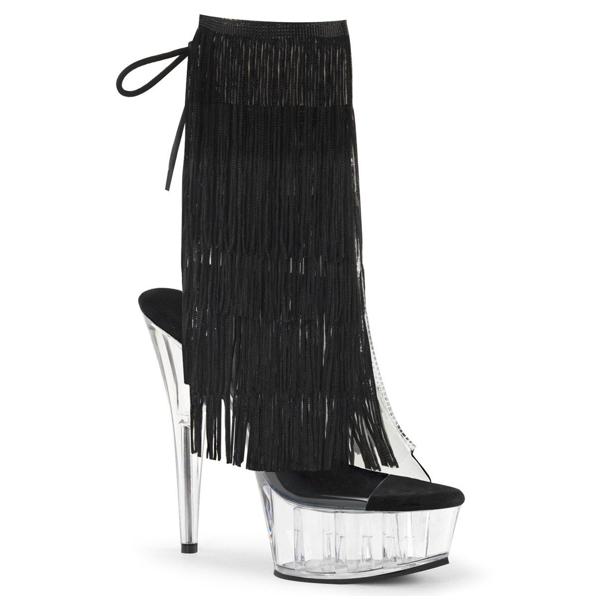 DELIGHT-1017TF Clear-Black/Clear Ankle Boot Pleaser