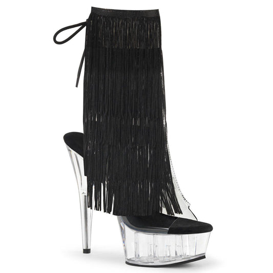 DELIGHT-1017TF Clear-Black/Clear Ankle Boot Pleaser