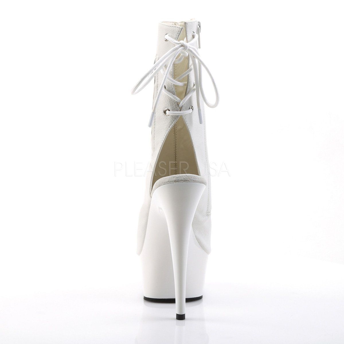 DELIGHT-1018 White Faux Leather/White Ankle Boot Pleaser