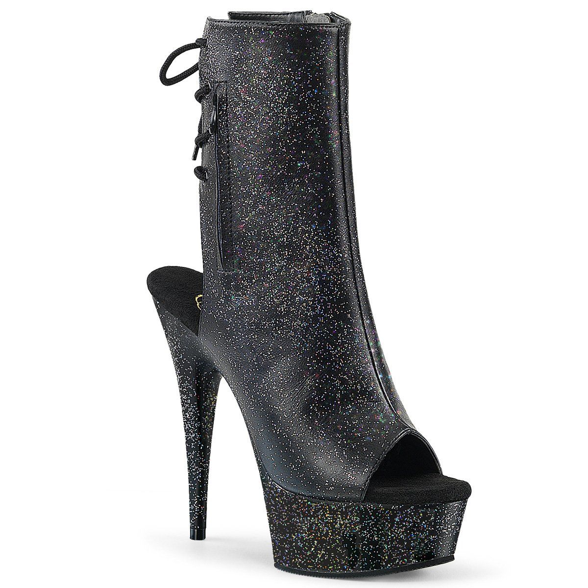 DELIGHT-1018MMG Black Faux Leather Ankle Boot Pleaser