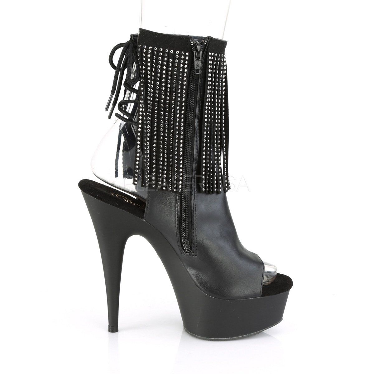 DELIGHT-1018RSF Black Faux Leather Ankle Boot Pleaser