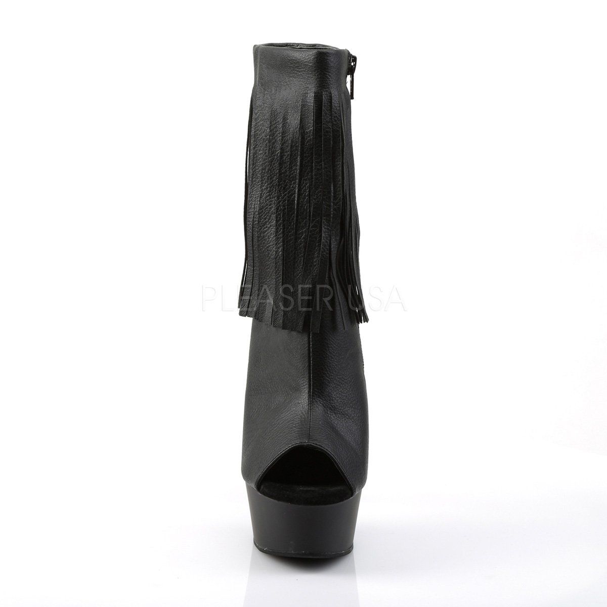 DELIGHT-1019 Black Faux Leather Boot Pleaser
