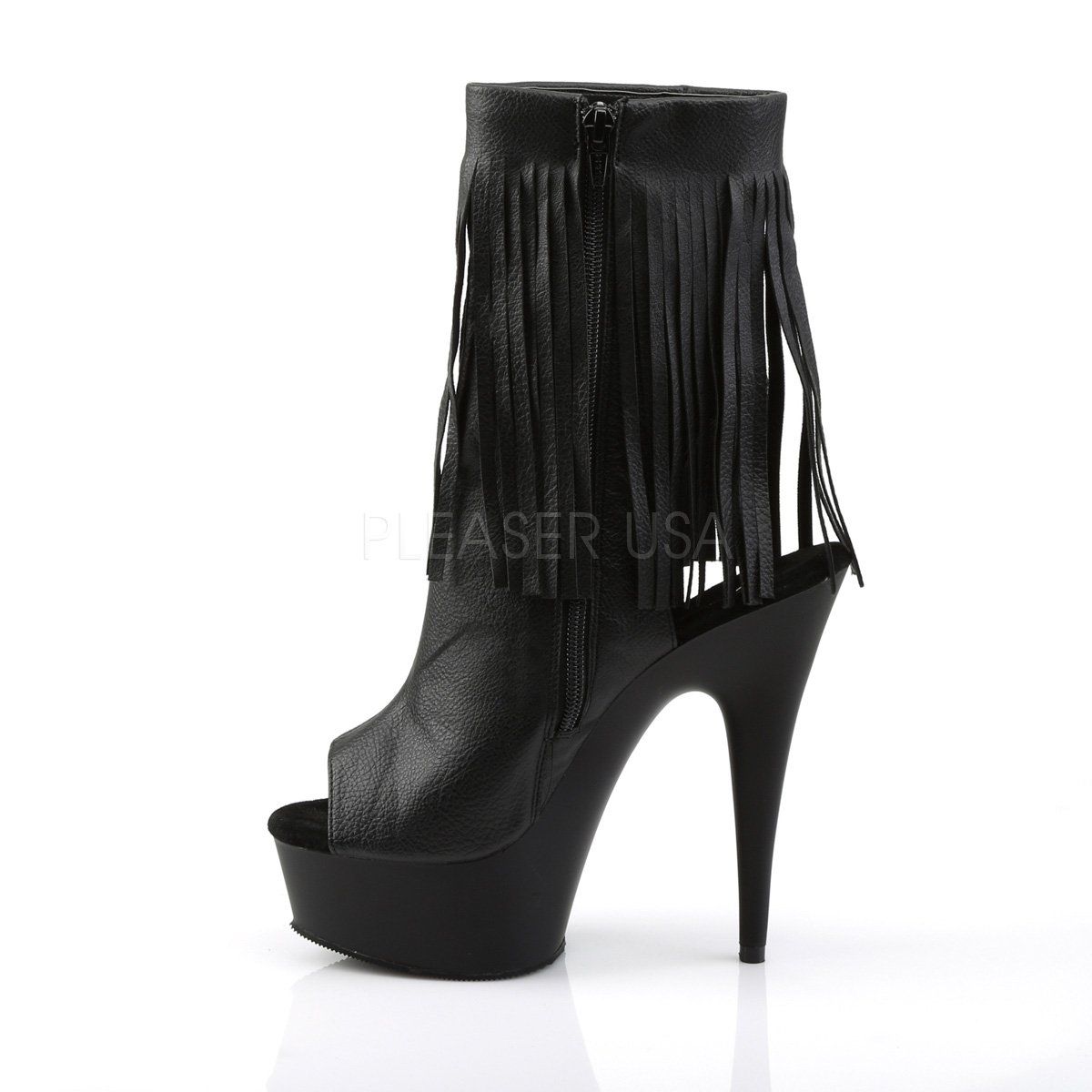 DELIGHT-1019 Black Faux Leather Boot Pleaser
