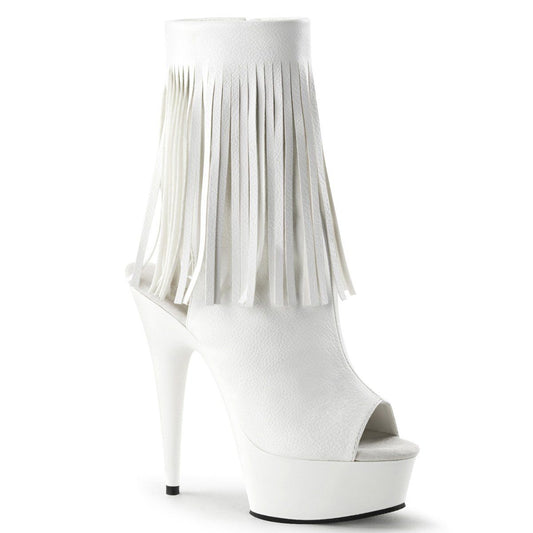 DELIGHT-1019 White Faux Leather/White Boot Pleaser