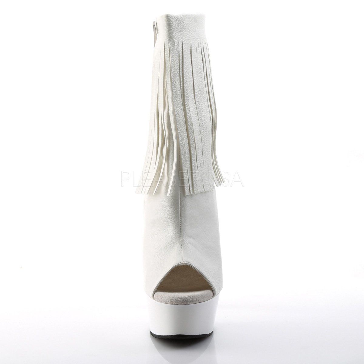 DELIGHT-1019 White Faux Leather/White Boot Pleaser