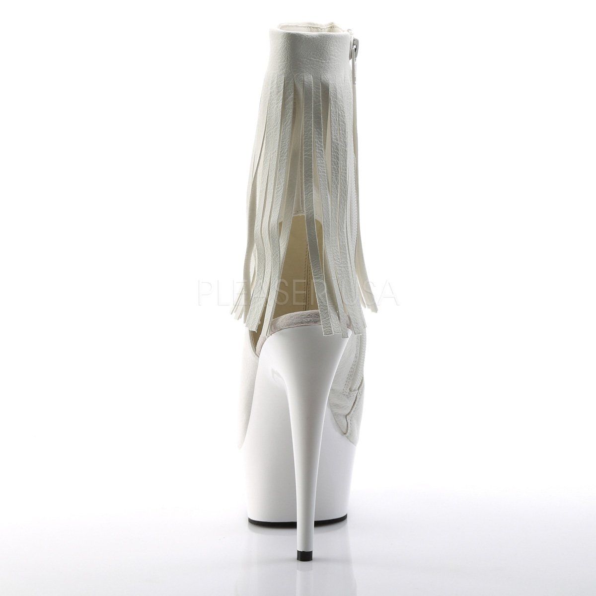 DELIGHT-1019 White Faux Leather/White Boot Pleaser