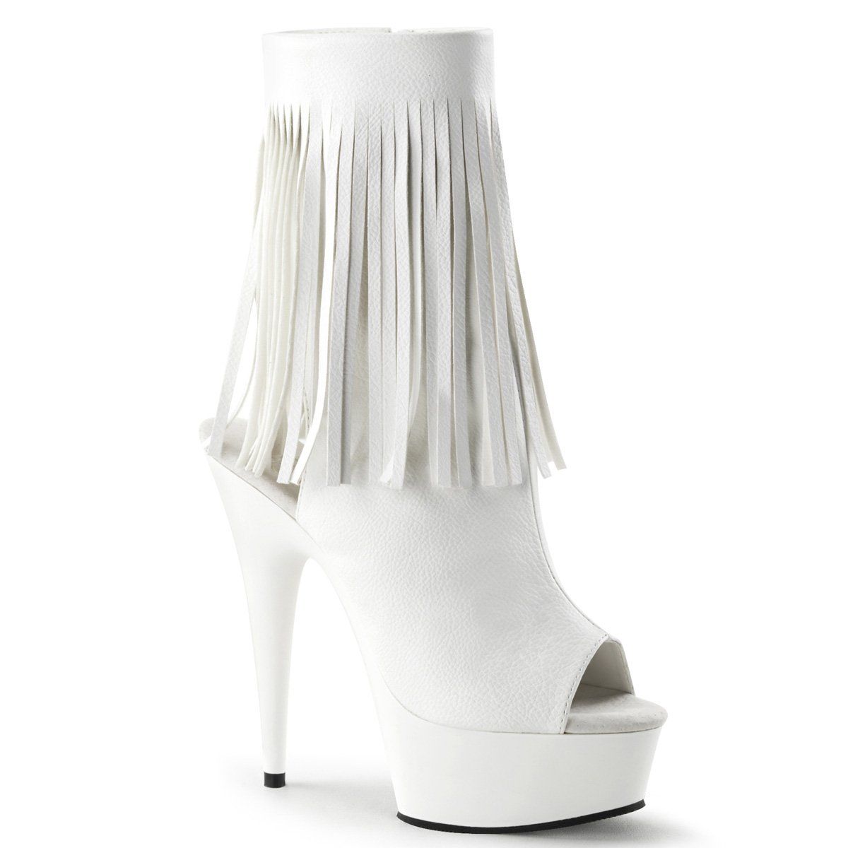 DELIGHT-1019 White Faux Leather/White Boot Pleaser